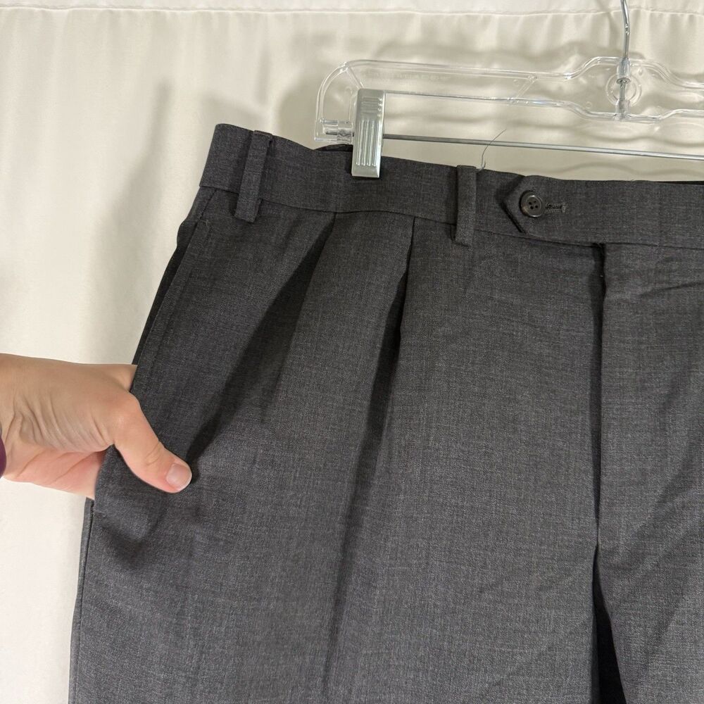 Lauren Ralph Lauren 37x30 Grey Wool Pleated Slash Pockets Total Comfort - Picture 6 of 9